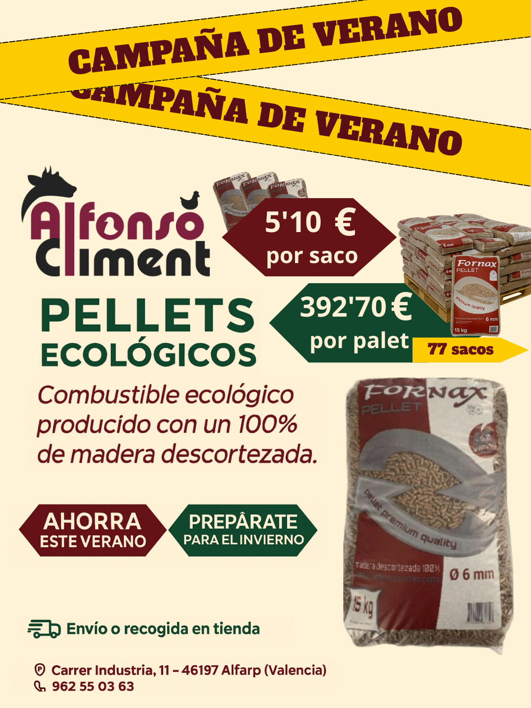 Promoción palets de pellets ecológicos Alfonso Climent